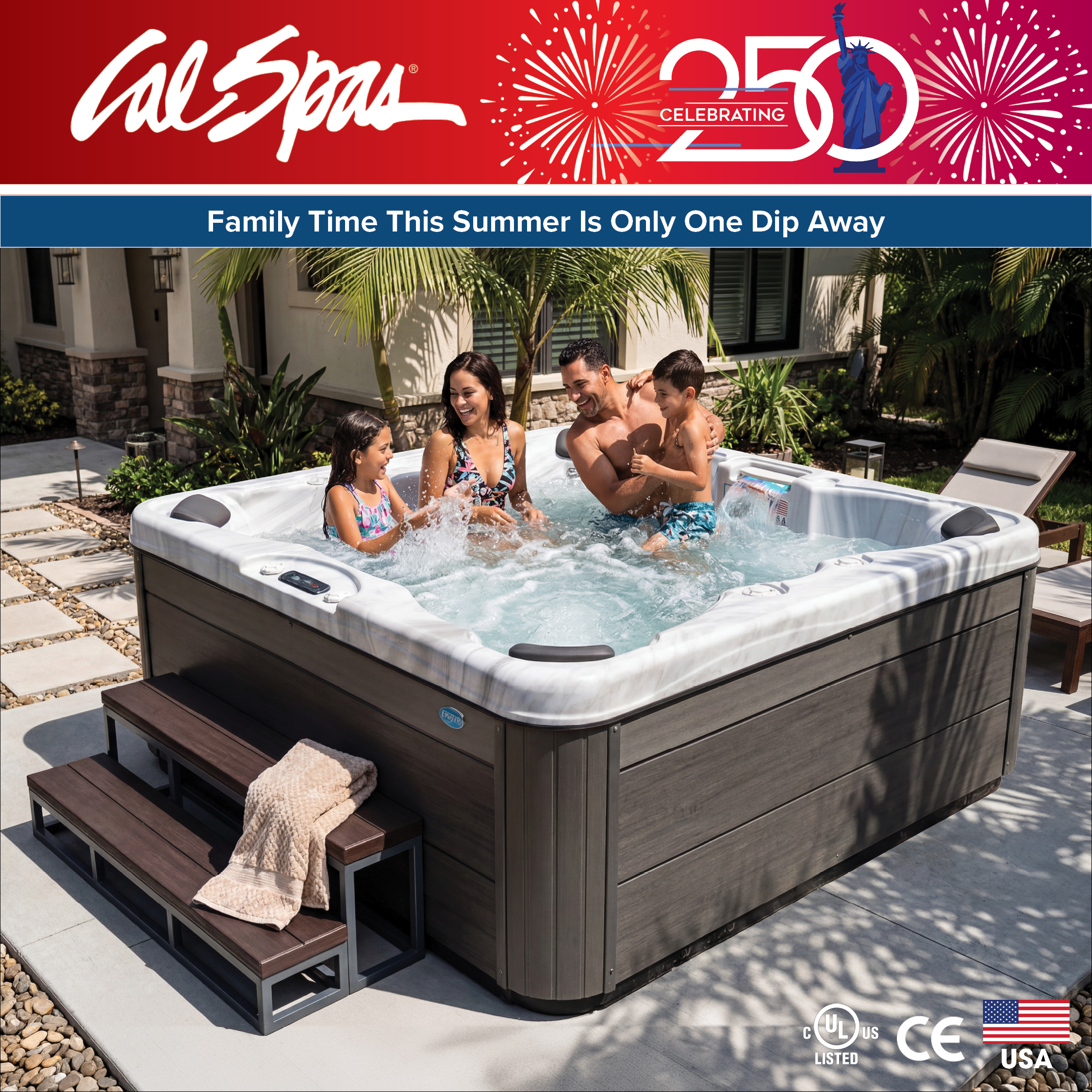 Calspas hot tub being used in a family setting - Plainfield